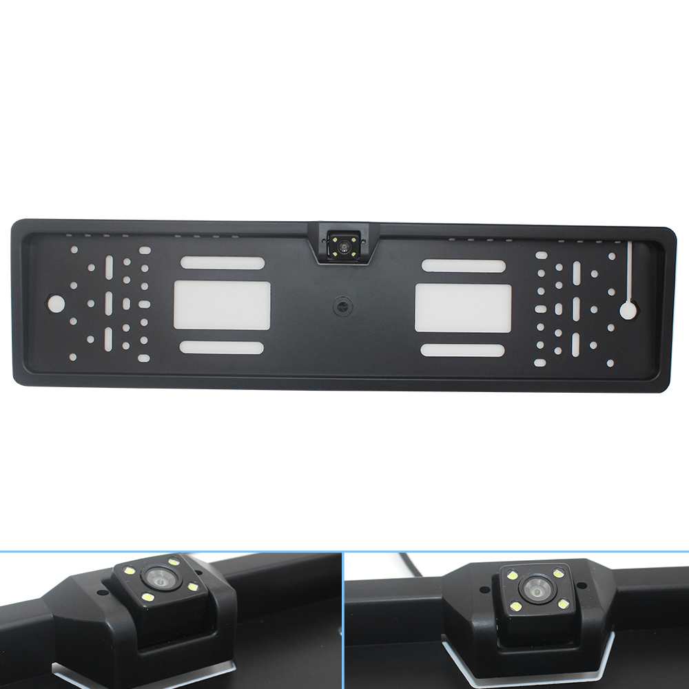 FalloStar UE Placa Europeia Frame Impermeável Vista traseira Câmera Reversa Backup Luz LED para monitor de carro universal