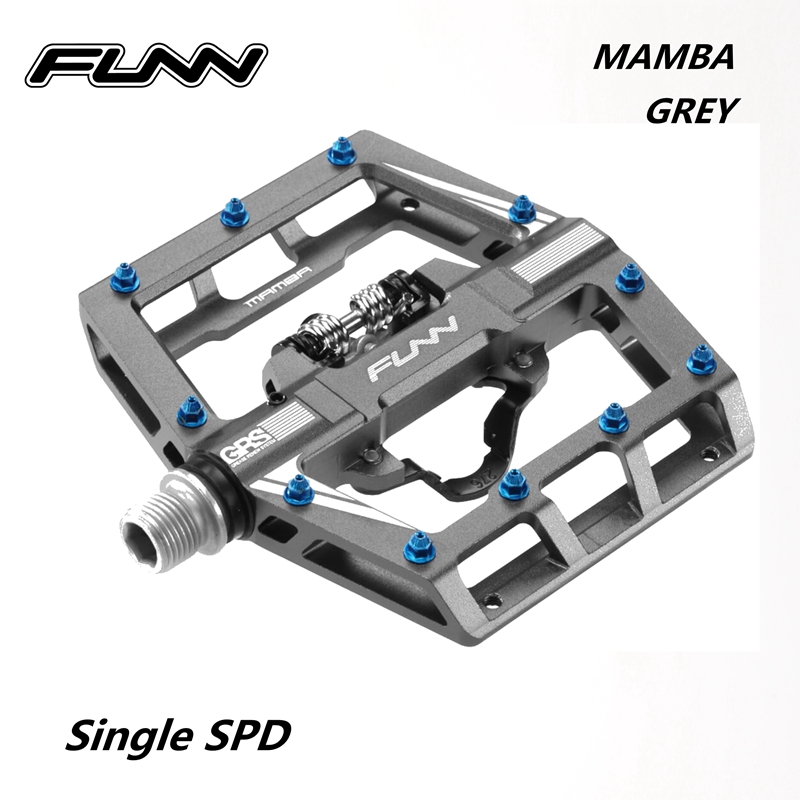 FUNN MAMBA MTB Alloy Pedal for Mountain Bike, Flat Platform, Single, Double SPD, Enduro Trail, Bicycle Clip SPD Pedal