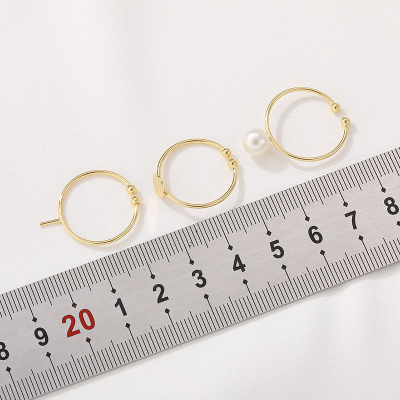 Brass Adjustable 14K Real Gold Plated Flat 6mm Blanks Circle Pad Bezel Ring Base For Diy Rings Jewelry Making Accessories