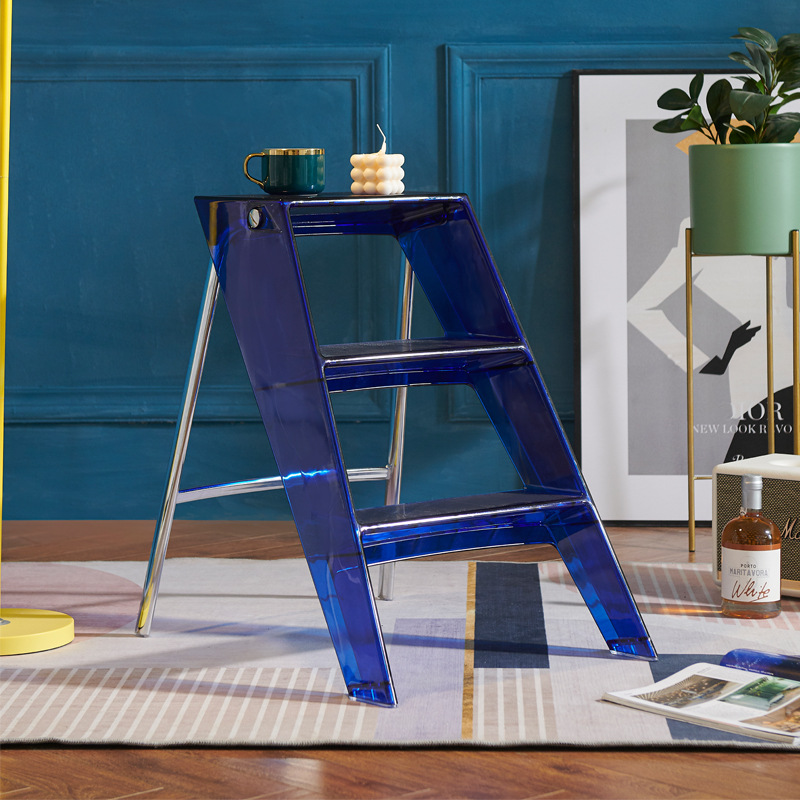 Joylove Giappone giapponese Scala della casa trasparente Acrilico Acrilico Ladder di piegatura telescopica portatile Piccola Scala in plastica a pedale in tre fasi