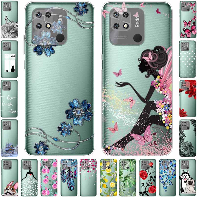 Xiaomi Redmi 10C Redmi10c Caso trasparente TPU Copertura trasparente dipinta adorabile Redmi 10C 10 C Silicone Funda protettivo Capa