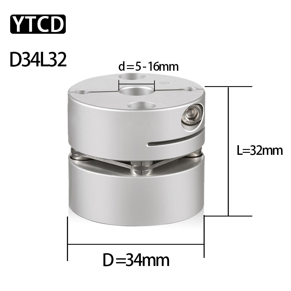 Couplage d'arbre de moteur à diaphragme unique D34L32 mm Haut-coup de pas de stepper servomoteur coupleur élastique couplage 5 mm - 16 mm Imprimante DIY