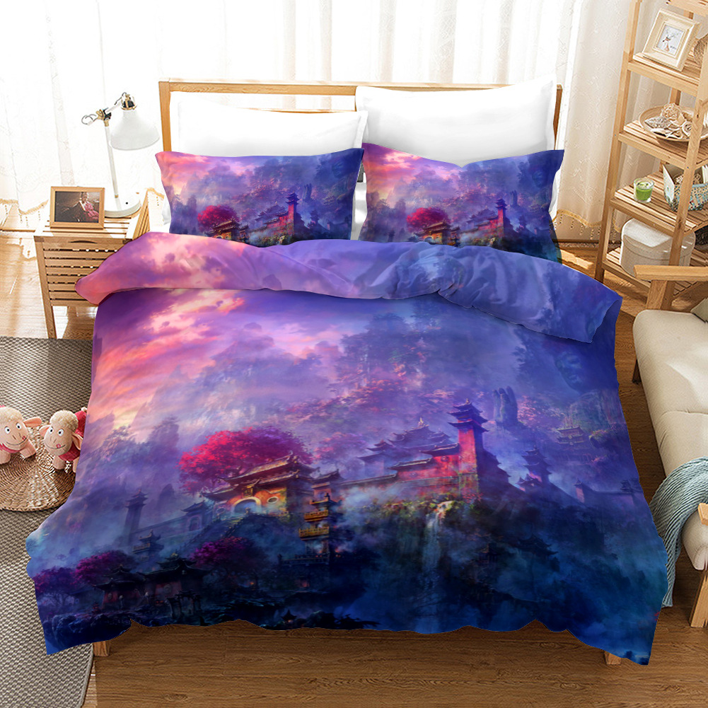 Oljemålning Däcke täcker van Gogh Starry Night Print Bedding Set Microfiber Quilt Cover Queen/King/Full/Twin for Kids Women Boy