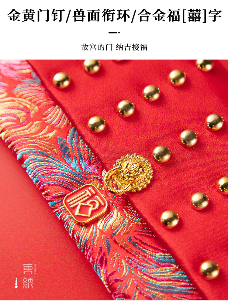 Kinesiska tio tusen yuan röd kuvertpåse broderi ord bröllop ceremoni pengar presentpåse brokad silket trasa rött kuvert