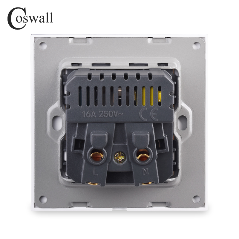 COSWALL EU Ryssland Spanien Standardvägg Power Socket Godnad USB Typ A Type-C Laddningsport Hotad glaspanel Vit C1-serien