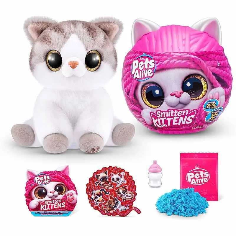 Dolls de pelúcia Zuru Pet Life Smith Cat Interação surpresa de lã Girl Cartoon Sound Toy Doll Birthday Gift Beach Toy J240410