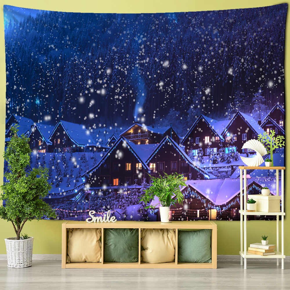 Christmas Snowy Night Series Tapestry Wall Mounts House Dream Witchcraft Dormitory Living Room Home Decor