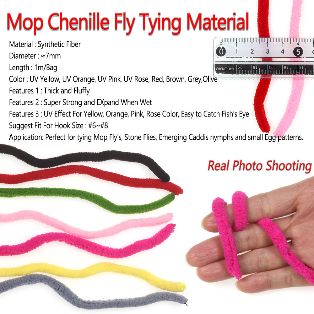 Bimoo 1m / Pack UV Mop Chenille Mute Marhing Matering для привязки Mop Flyfly Enering Caddis Nymphs Egg Forout Forout Forout Form