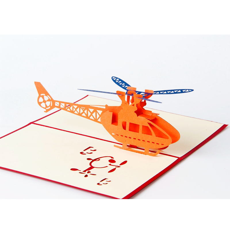 1pcs Helicopter 3D Paper Laser Cut  Up Anime Vintage Birthday Greeting Cards Gifts Wishes Postcards Crafts with Envelope Gift (2)