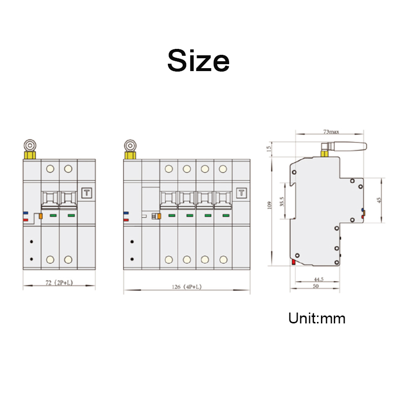 2p Phase Din Rail WiFi Tuya SmartLife Circuit Breaker, Protection des fuites, METTERIEUX Énergie à distance Lire KWH WattMeter, Alexa Control