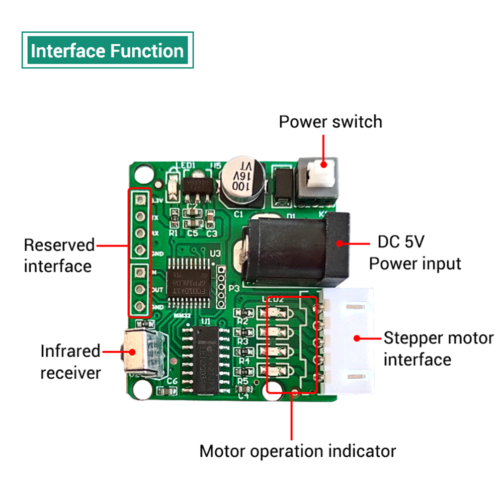 5V 4-fazlı 28BYJ-48 DC Dişli Step Stepper Motor + ULN2003 Sürücü Kartı ULN2003 PIC MCU DIY + Uzaktan Kumanda