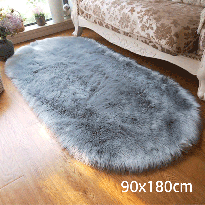 Oval Fur Rugs Bedroom Thicken Fluffy Carpet Living Room Bed Down Children's Floor Hairy Soft Sofa Foot Mat For Home Accessories