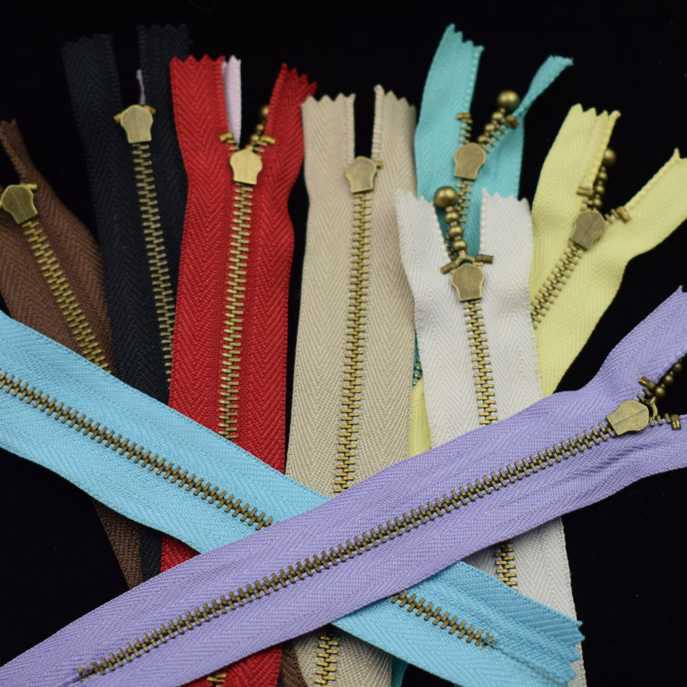 3# Close-end Zippers Bronze for DIY Sewing Bags Jeans Shoes Clothing Tailor Craft Purse Zipppers Patchwork Accessories