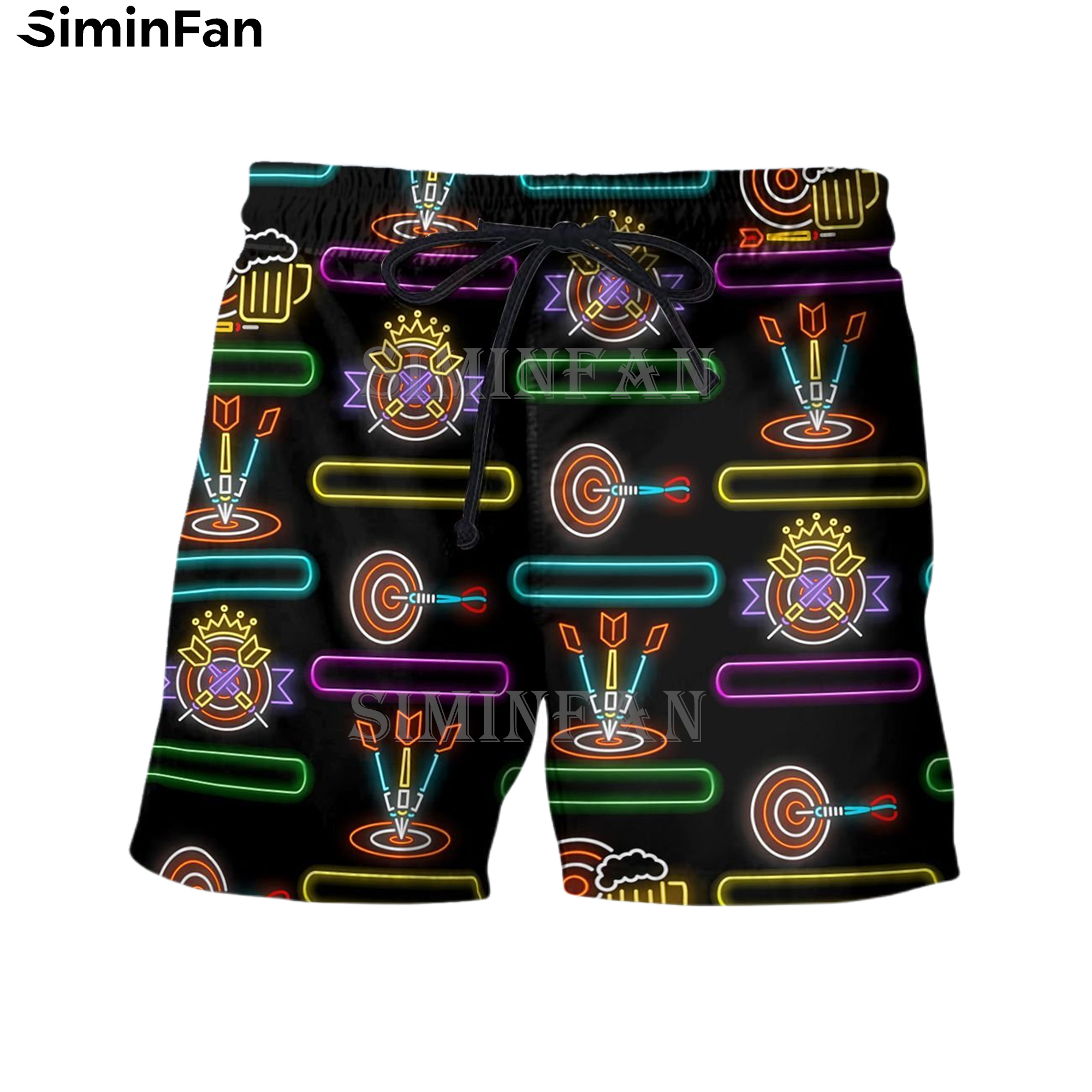 Darts Fire Water 3D Mens Impreso Funds pantalones pantalones de verano Masculinos Pantalones de playa casuales Unisex Harajuku Streetwear Punk Estilo