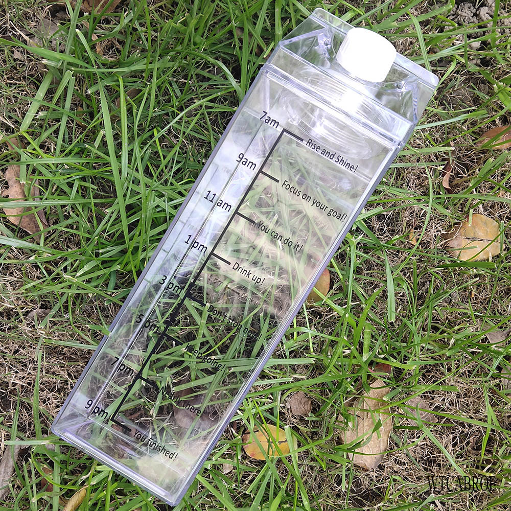 Milk Square Water Bottles Jug 1000ML Shaker Leakproof Outdoor Sport Drinking My Infuser Bottle Plastic Eco-Friendly My Drinkware