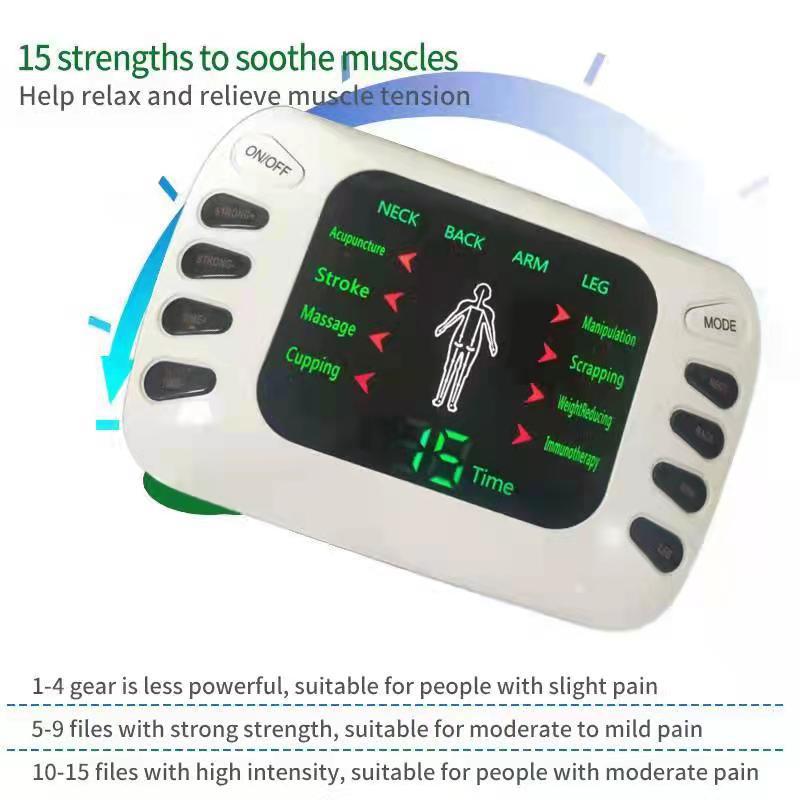 전기 물리 치료 마사지 근육 자극기 치료 전신 마사지 이완 16PADS 맥박 EMS 침술 자오선 마사지