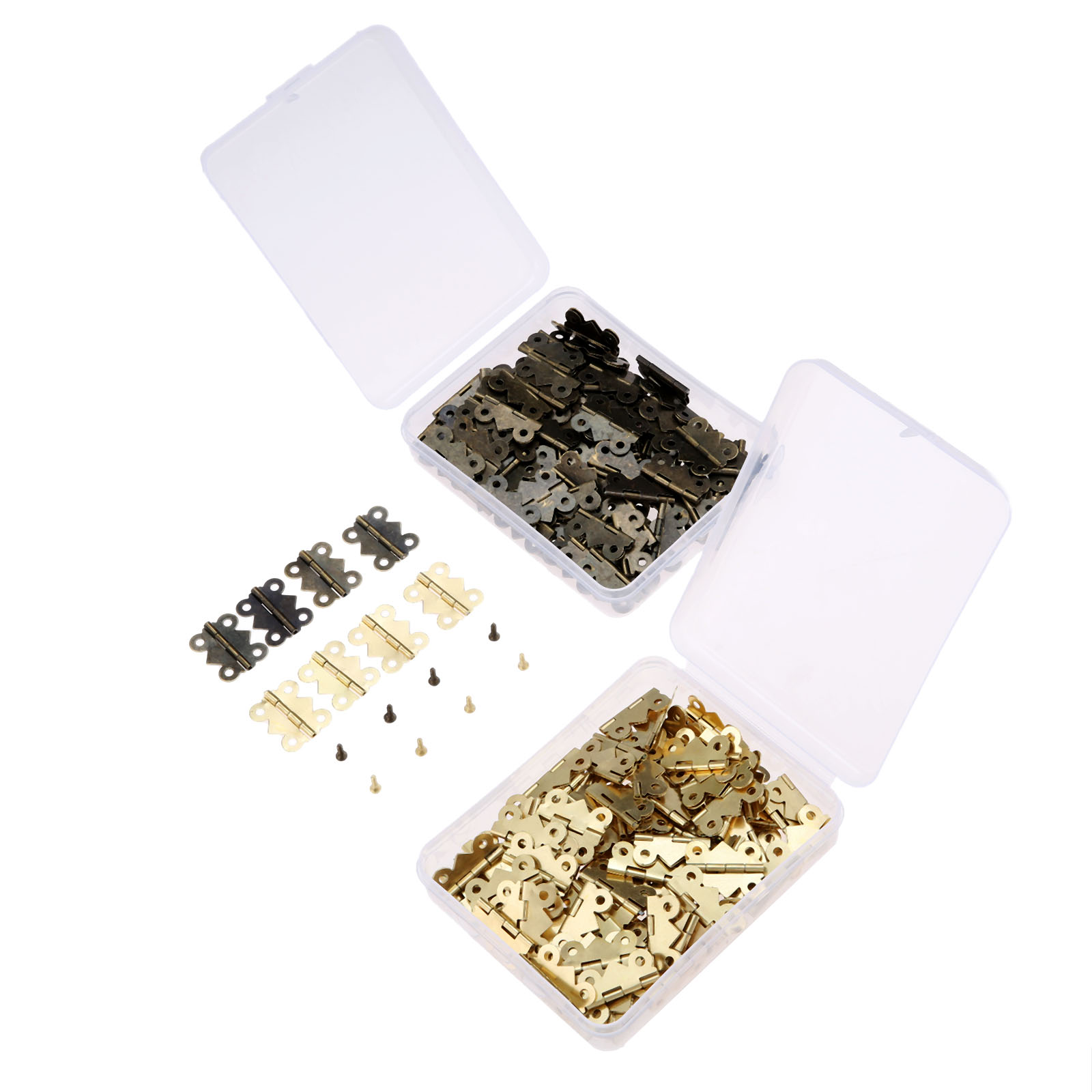 DRELD 25x20mm Mini Butterfly Door Hinge Cabinet Jewellery Box Decorative Hinges Furniture Hardware +Screws+Storage Box