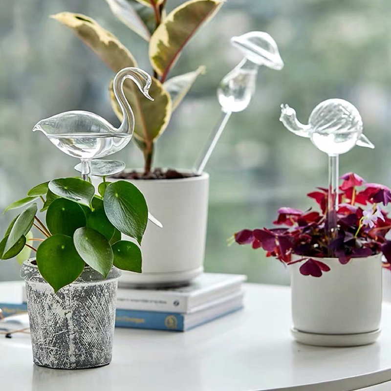 Automatisk vattenklot Växtblomma vatten glödlampor djurform glas heminredning