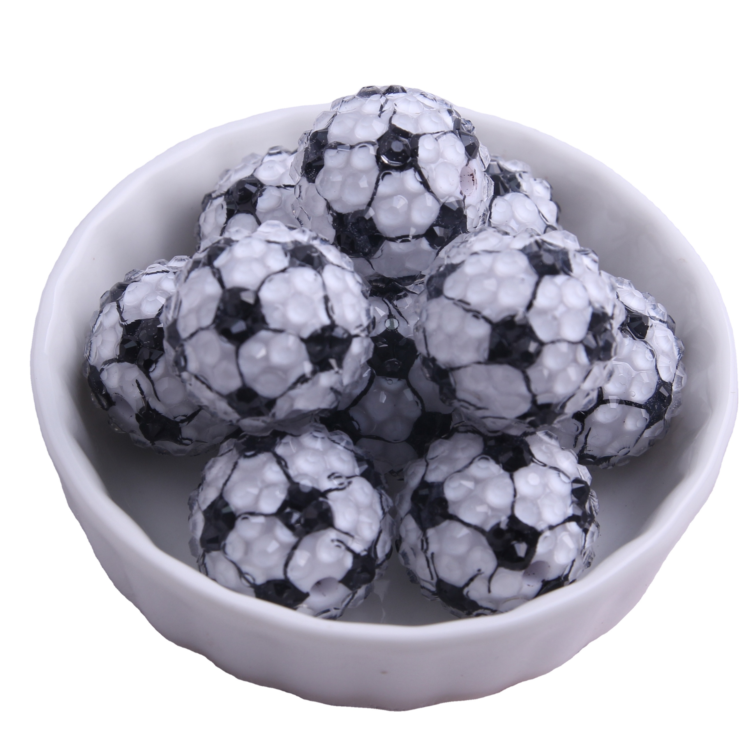 Kwoi Vita 20 mm Round Round White Baseball Resin Righestone Ball Perles pour Bubblegum Collier Bijoux