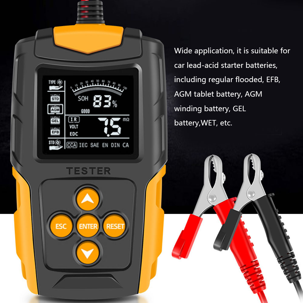 Strumento diagnostico della carica auto 12V/24V Tester batteria auto LCD Analyzer batteria digitale SOH SOC CCA IR Misurazione