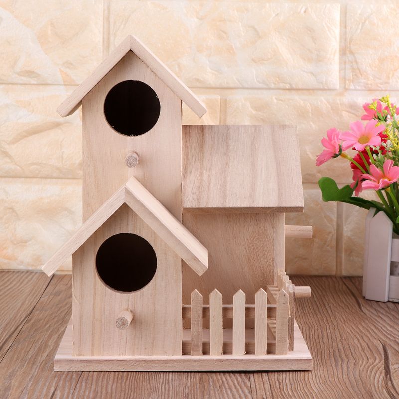 Creative Bird House Nest Wooden Breeding Cage Fence Box Nest Outdoor Garden Backyard Birds Parrot Cage Home Decoration