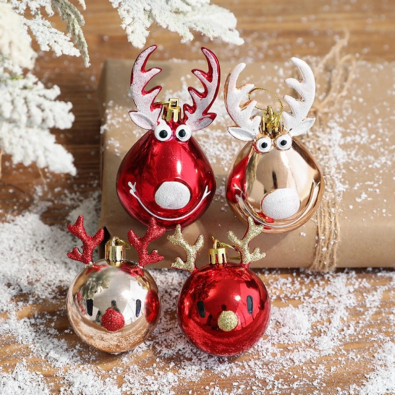 Elk Christmas Balls ornament set Bauble Pendant Xmas Tree Hanging Balls Christmas Home Decorationsbola nieve cristal navidad