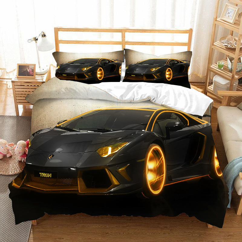 Coperchio piumino auto sportive 3d corse da corsa da letto stampato set regina king size con federe uomini cover cool 2/in poliestere trapunta