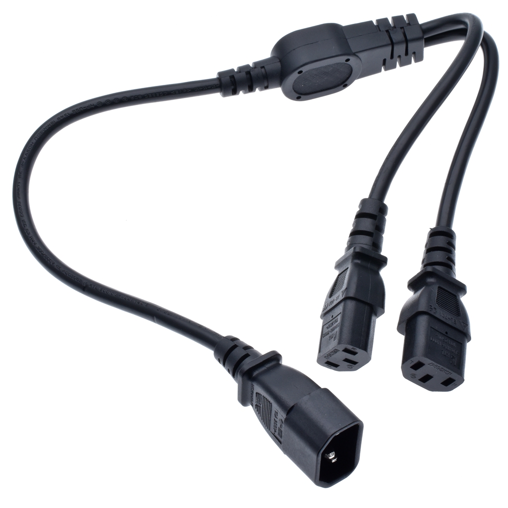 IEC 320 C14 Plugue masculino para 2xc13 Tipo de fêmea Y TIPO SPLITTER CANTO DE PODER, CABO DE ADAPTADOR DE POWER C14 A 2 ASSIM C13, 60cm, 100cm, 200cm, 250V/10a