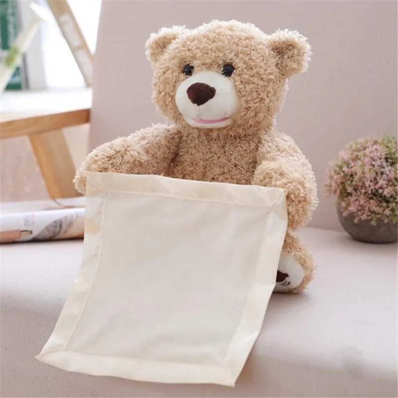 Plüschpuppen Drop Versand 30 cm Teddybär Versteck von Animationen mit sprechenden Tieren Bären Spielzeug schüchtern Bär Best Geburtstagsgeschenk für Kinder J240410