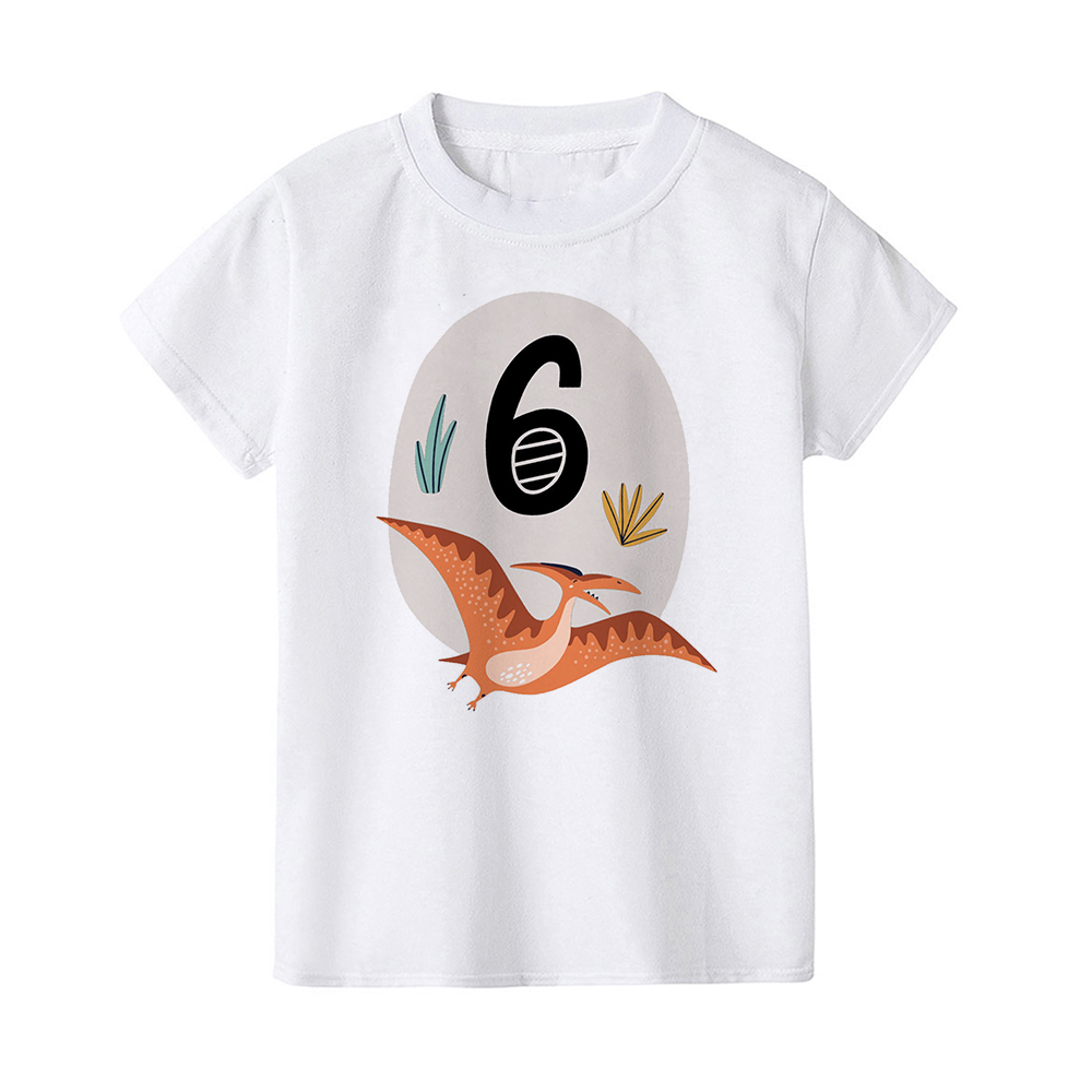 공룡 계란 생일 1-12 세 소년 티셔츠 귀여운 공룡 생일 파티 복장 탑 여름 아이의 옷 그래픽 티 선물