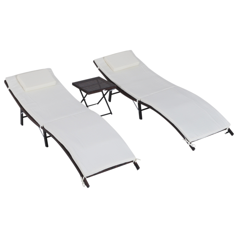 Ensemble de meubles de jardin en rotin 3 pièces comprenant 2 chaises de terrasse et une table d'appoint pliante pour les jardins, les patios, les patios, les pelouses, etc.