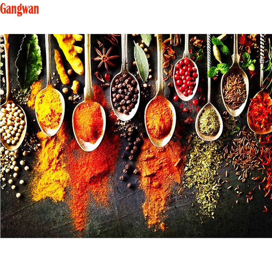 5d DIY Diamond Målning Still Life Säspenning Spice Food Cross Stitch Full Square Round Diamond Embroidery Mosaic Kitchen Decor