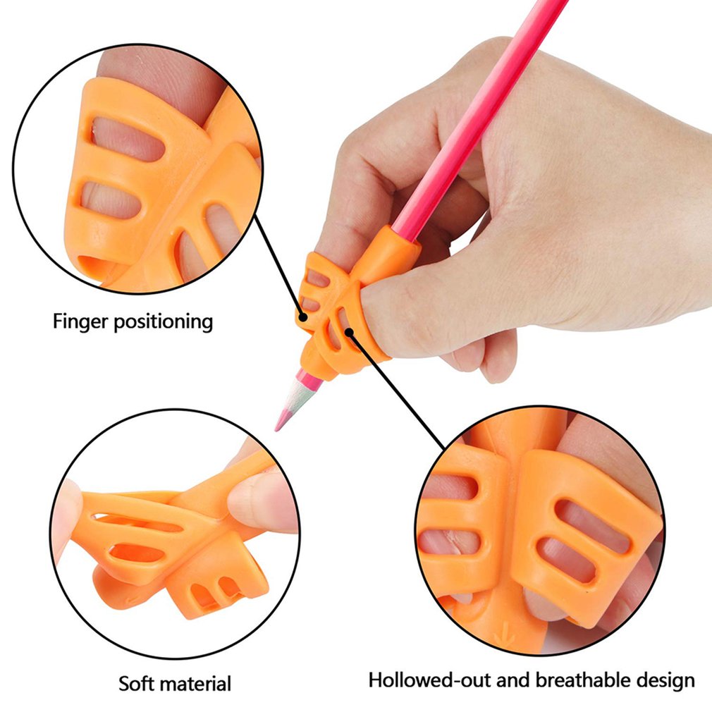 4/crianças escrevendo lápis Pen Holder Aprendizagem Prática de Aprendizagem de Silicone Aperte a Correção da Postura de Handrogada Infantil