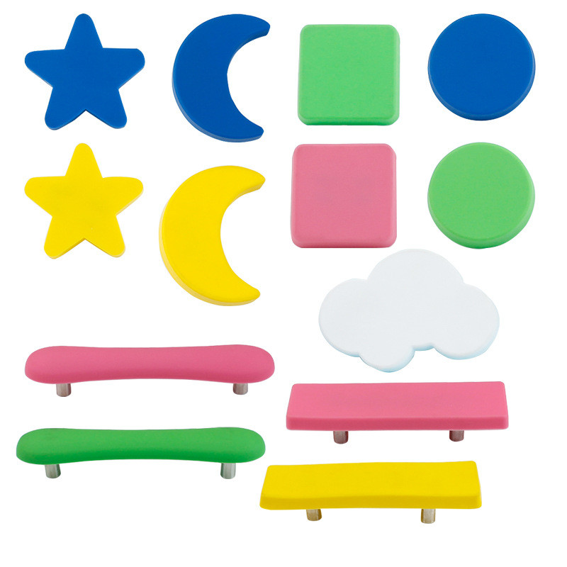 Children Room Rubber Porte de porte et poignées Boutons de tiroir La porte de la garde-robe tire la poignée de meubles de nuage blanc étoile bleue mignonne