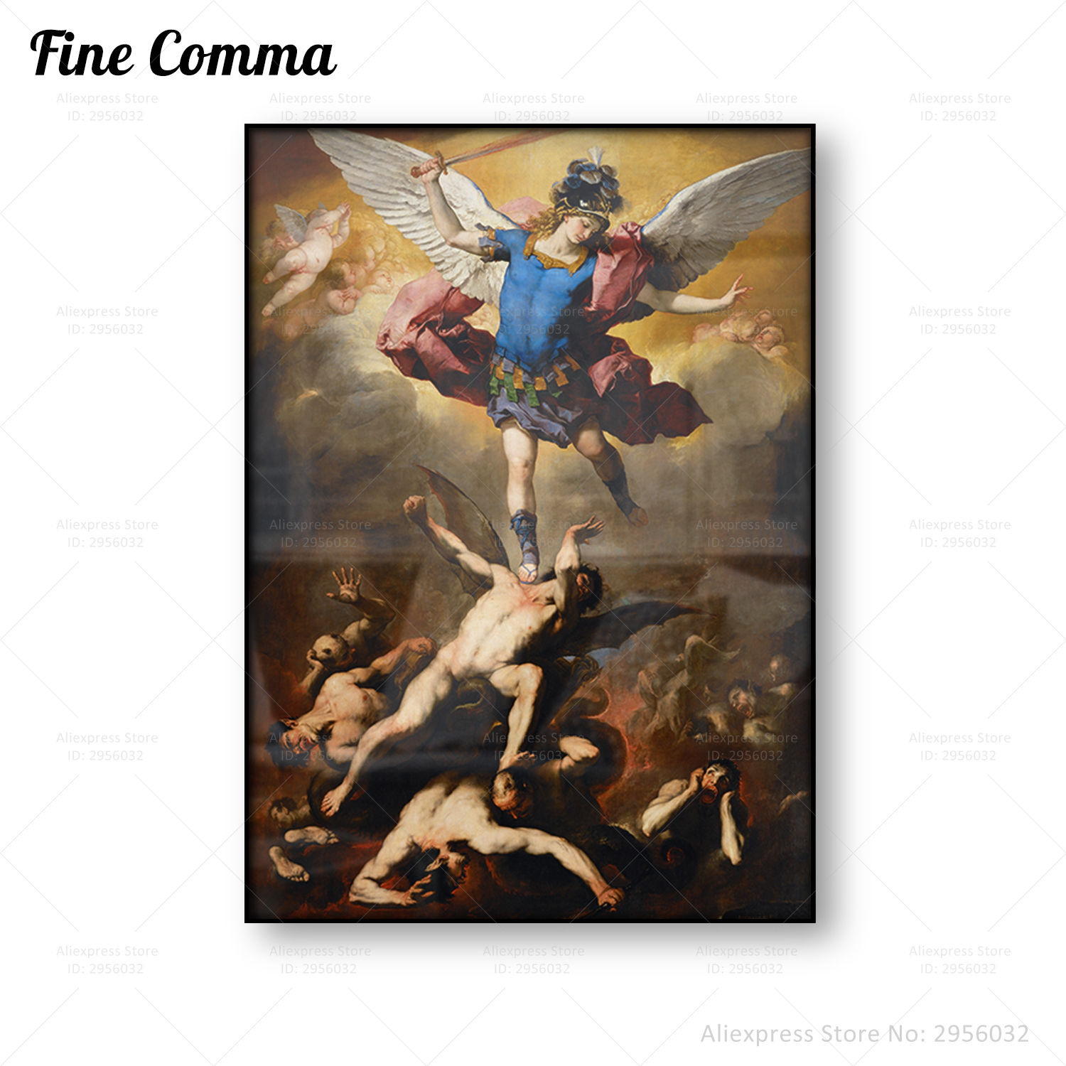 The Fall of the Rebel Angels Luca Giordano Vintage Plakat Michael Archangel Wall Art Canvas Print War in Heaven Work Malowanie