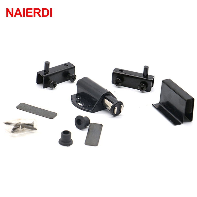 Naierdi Black Door Stoper Magnetic Armadiet cattura di staffe di vetro Brampe di vetro Vernamente mobili l'armadio da cucina Hardw