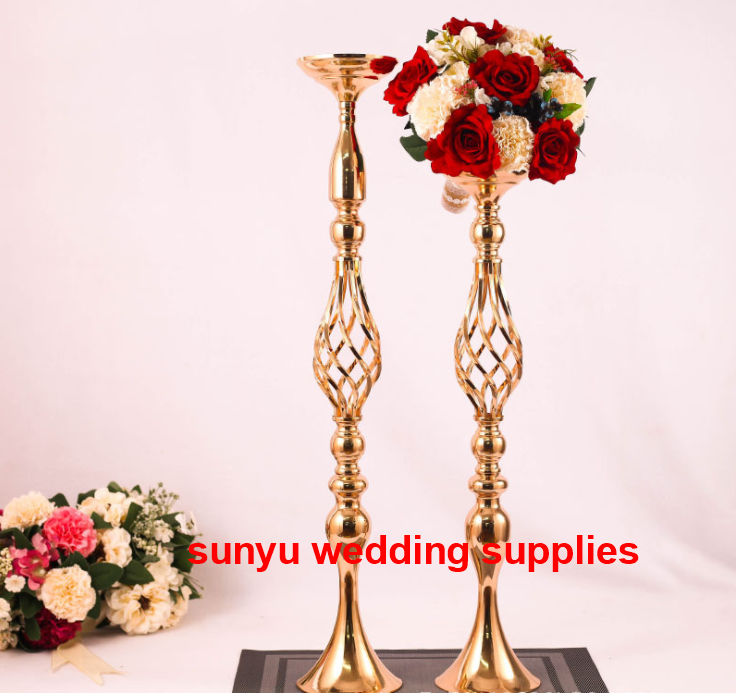 Ny stil 12stTall Metal Golden Vase Modern Decor Tall Wedding Trumpet Vase Senyu0231