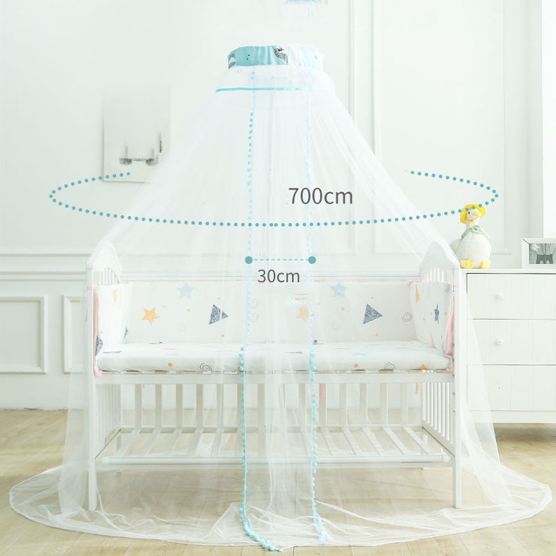 Summer Children Crib Mosquito Net With Fur Ball Decor Full Cover Universal Clip Bed Type Newborn Baby Shading Anti-mosquito Cove