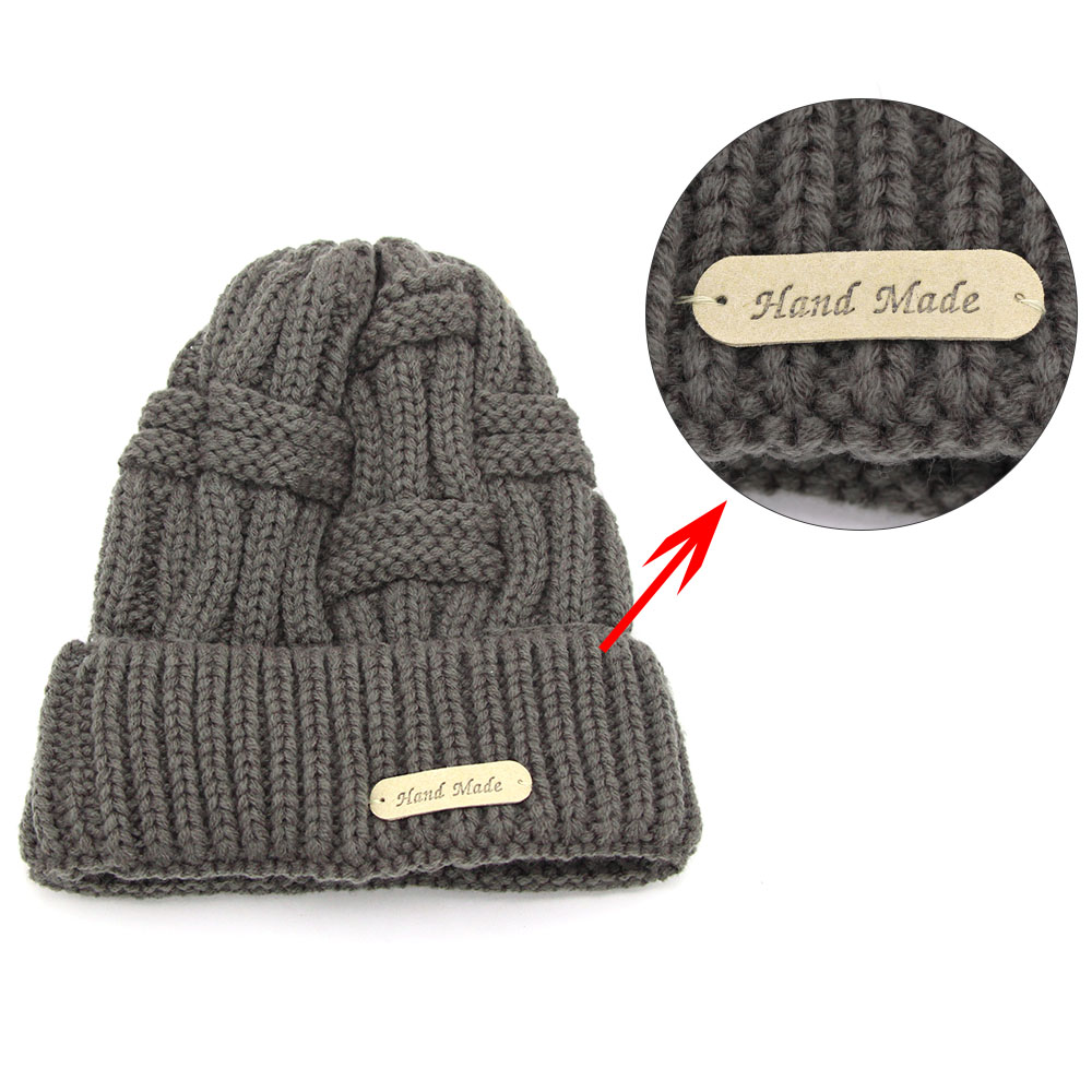 etiquetas etiquetas para tags de couro pu PU feitas por mangas decorativas de tricô de tricô Diy Saco de chapéu de costura de bolsa de presente