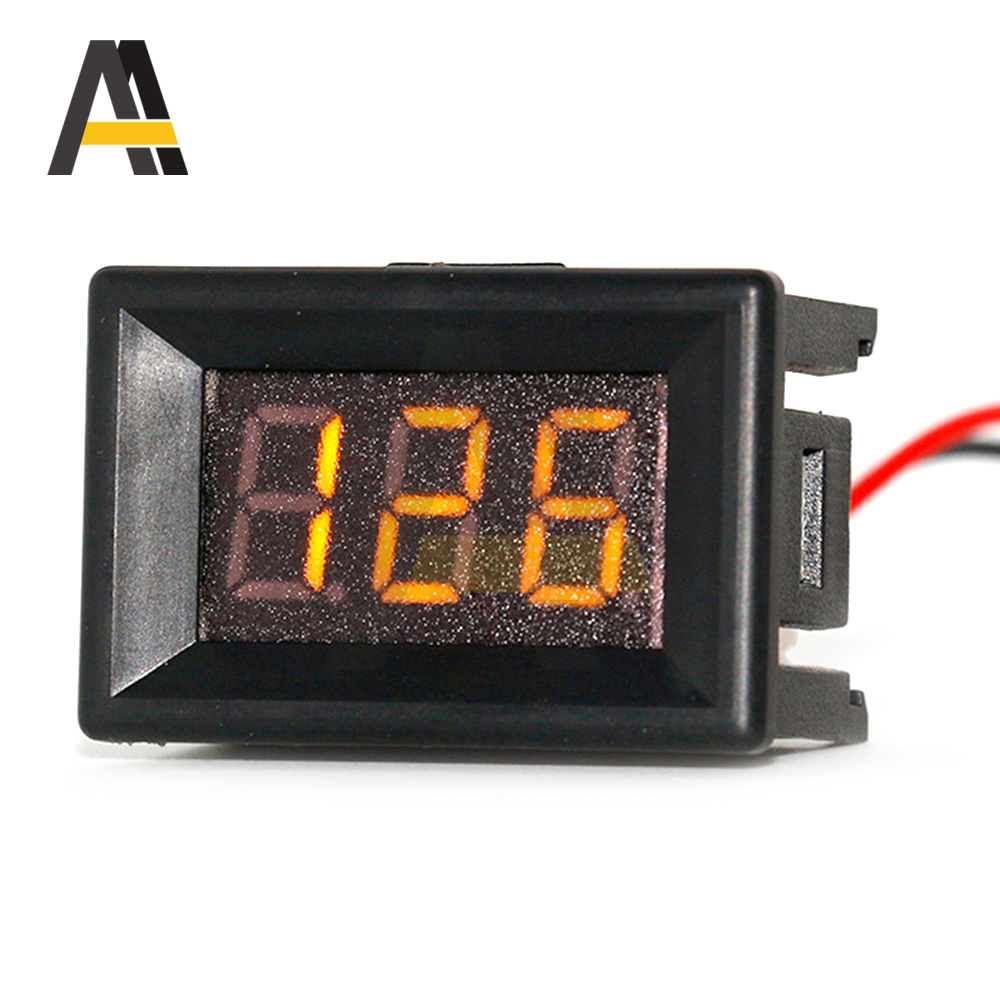 0.36 '' DC 5-130V 7-150V LED Dijital Voltmetre Kırmızı Yeşil Mavi LED Araç Voltaj Dedektörü DC 70-380V Okuma Kalibrate Sayaç 2 Kablosu