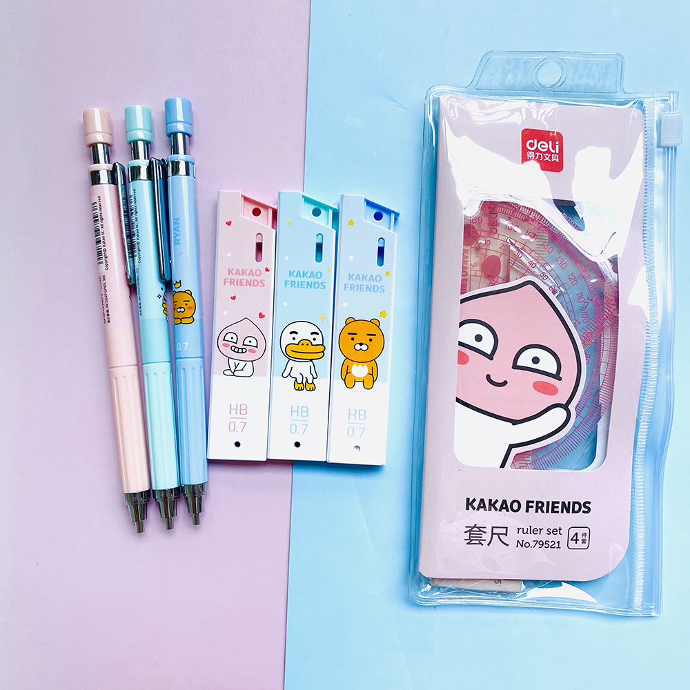 Deli Sentière de souverain de crayon mécanique Kakao Friend Mécanique crayon Recharges de crayon mignon pour filles