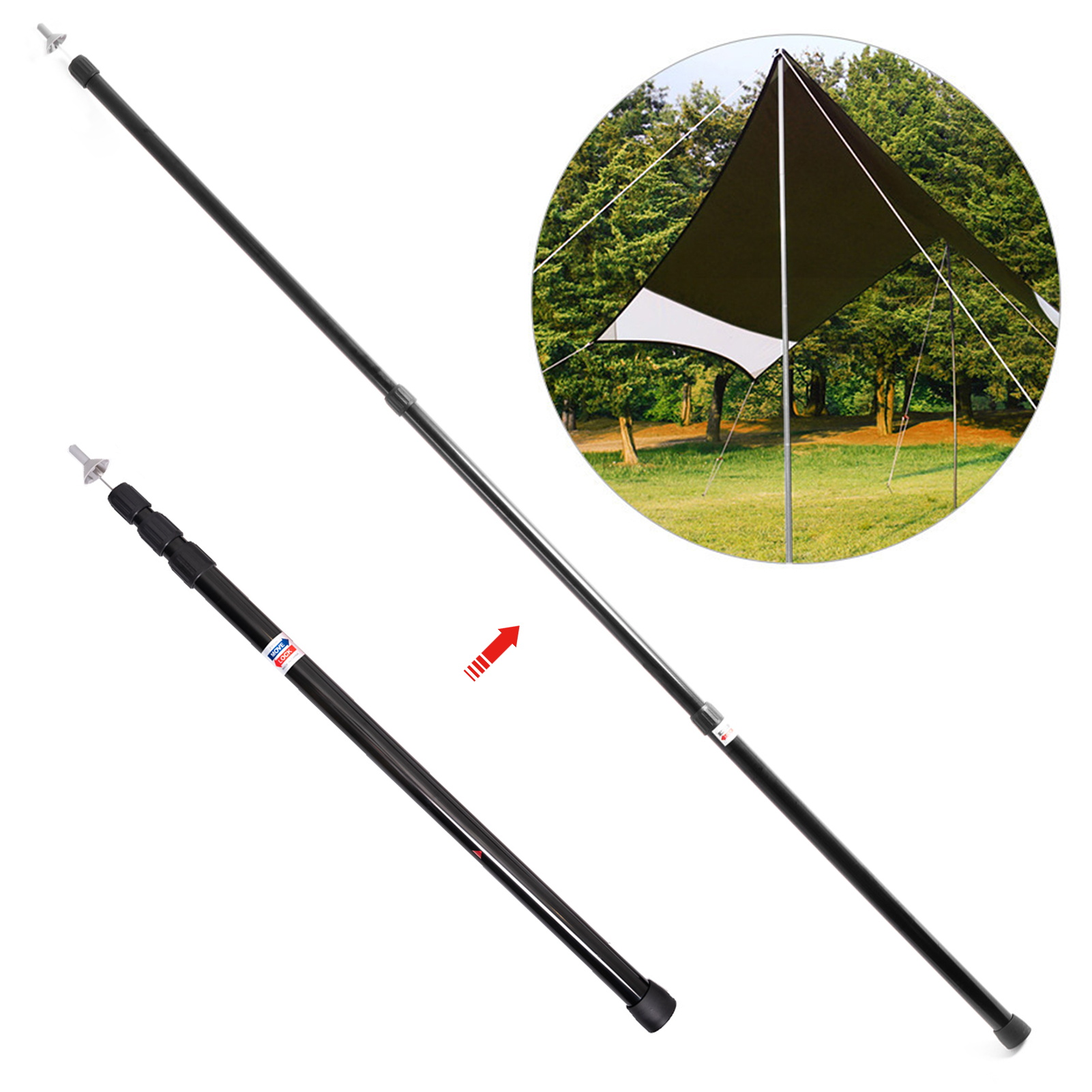 Thicken Aluminum Alloy Tent Rod Adjustable Tent Support Rods Beach Shelter Tarp Awning Shaft Replacement Shaft Accessories