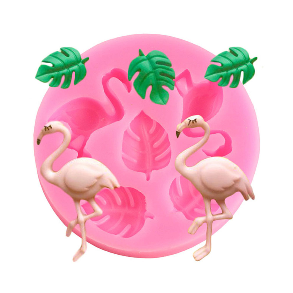 Tropikal tema fondan kalıp flamingo kaplumbağa yaprağı şeker çikolata silikon kalıplar diy yaz partisi kek dekorasyon araçları