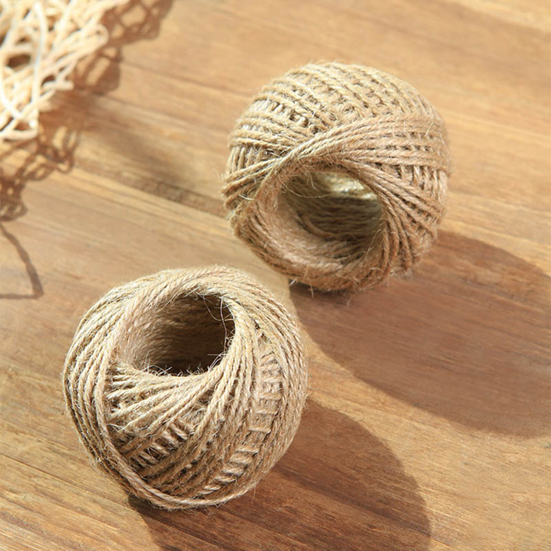 Natural Burlap Hessian Jute Twine Cord Hemp rep Sträng Giftflaska Packing Strings Bröllopstrå Diy Scrapbooking Craft Decor