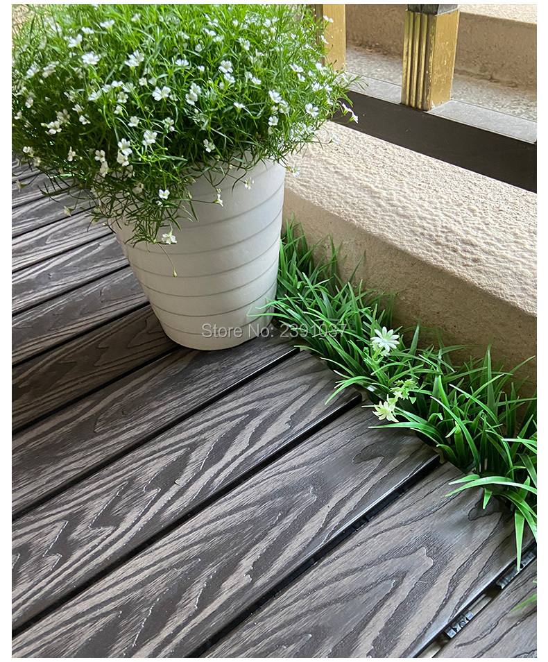 Carreaux de terrasse de jardin imbriqués, imperméables, antiseptiques, balcon, planches de plancher en plein air, bois et composites, style coréen, 11 p