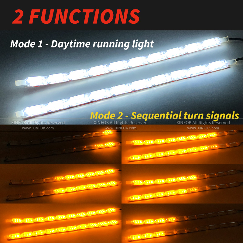 Super Bright Led Daytime Running Lights Waterproof Flexbile Car DRL Streamer Turn Signal Lamp Auto Headlight Light Strips 12V