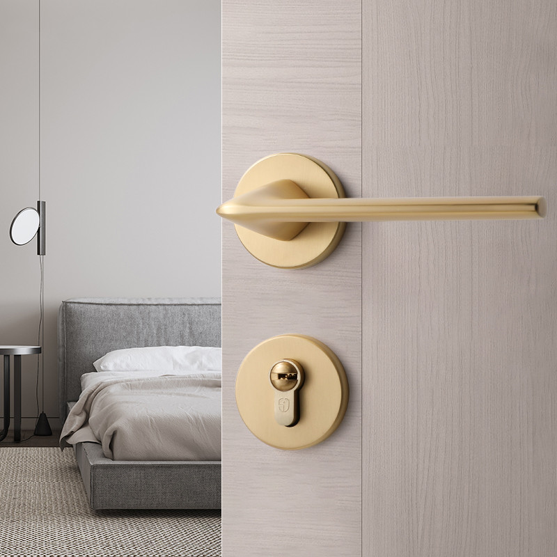 Golden Zinc Alloy Bedroom Silent Antift Door Lock Ménage Universal Sécurité Mute Handle Porte Locks Furniture Meuble