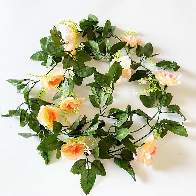 White Champagne Artificial Flowers Garland Fake Vine Silk Rose For Wall Hanging Plants Wedding Arch Party Garden Home Decor