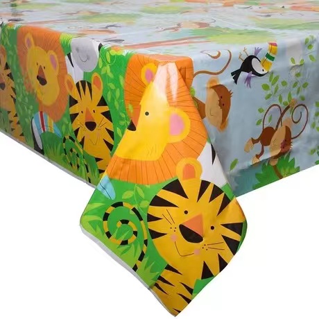 Animal Dschungel Safari Themen Zoo Tisch Cover Tischdecke Partyzubehör ideal für Geburtstagsfeiern Tier Themenparty Babyparty