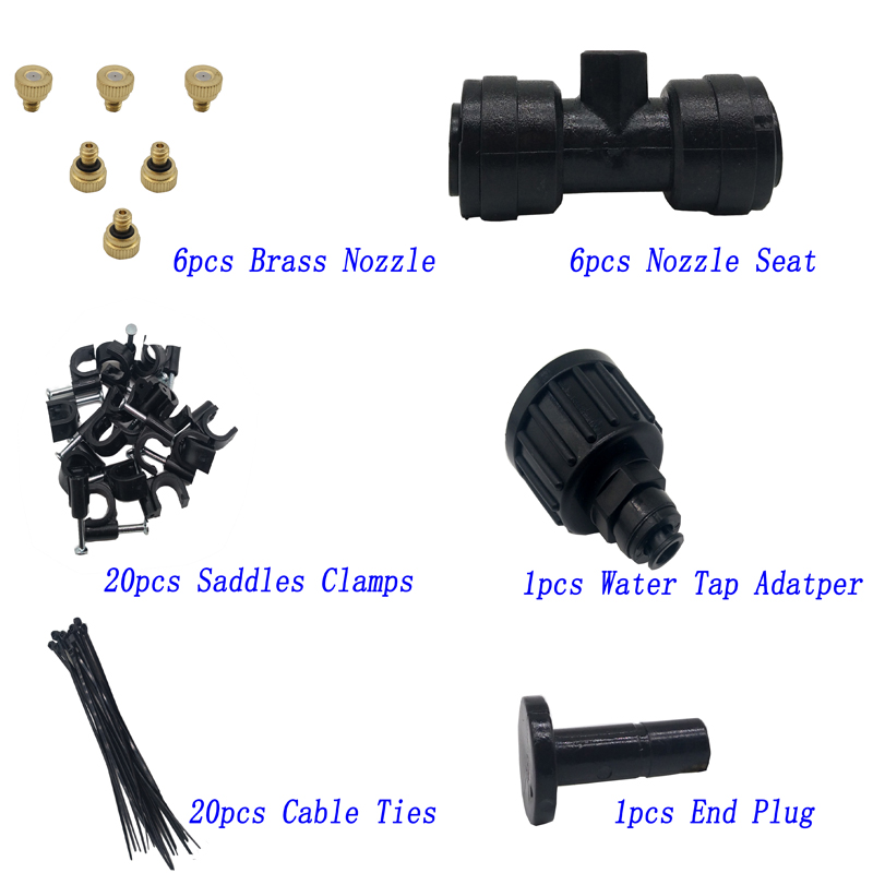 6M rura mgły mgły na zewnątrz mgły mgły sprayu System chłodzenia kombinezon Dysza zraszacza Zestawy do podlewania systemu systemu